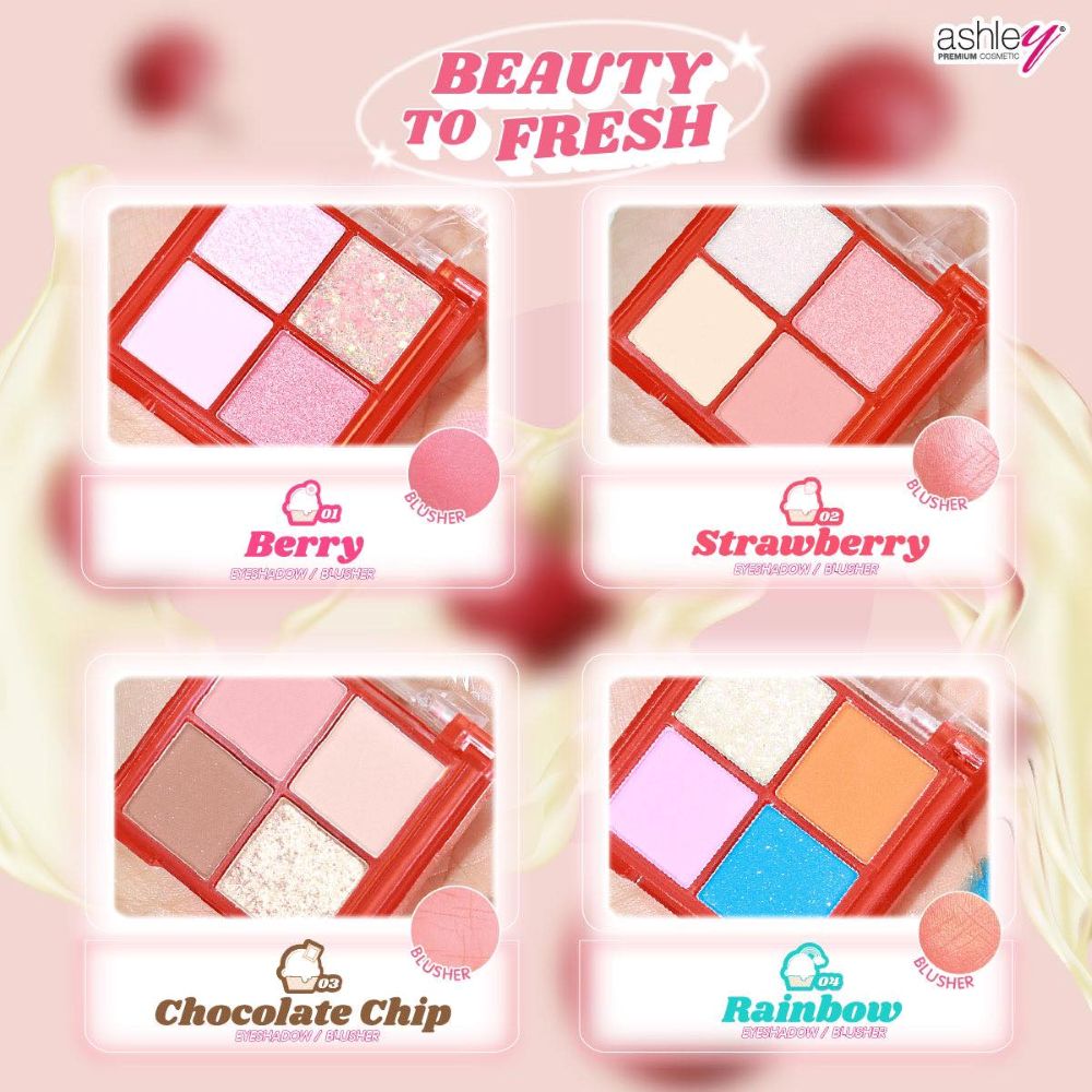 A 418 ASHLEY BEAUTY TO FRESH No.01 #Berry​ 2 g x 2.5 g, อายแชโดว์ , บลัชออน, ASHLEY , ASHLEY BEAUTY TO FRESH ราคา , ASHLEY BEAUTY TO FRESH รีวิว